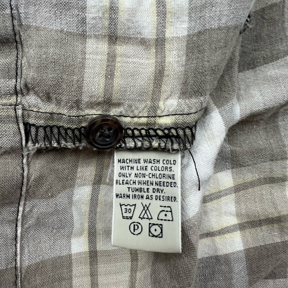 Women’s Beige Plaid Button-Front country cottage Dress with Tie Waist - Picture 4 of 6